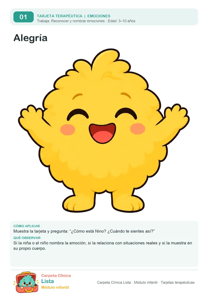 Módulo infantil: tarjeta terapéutica